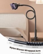 Lamicall Nylon Braided Gooseneck Phone Holder for Bed, 38" Overall Length | 360° Rotating Phone Clamp, Aluminum Core Flexible Arm, Stable Hands-Free Viewing for Bed, Desk, Headboard, Fits 4-7" Phones - Image 4