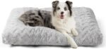 EHEYCIGA Washable Large Dog Bed for Crate 35x23 Inch, Kennel Pad for Dogs Up to 45 lbs, Plush and Comfy Pet Sleeping Mat, Grey - Image 2