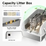 Stainless Steel XL Cat Litter Box for Cats,Gray | High-Sided Design Prevents Urine Leakage,Non-Stick,Easy to Clean,Includes Scoop,Gray - Image 4