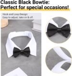 Segarty Dog Tuxedo Collar for Neck Girth 12.6-15.7in, Bow Tie Collar Black Bowtie with Handcrafted Adjustable White Formal Pet Cats Necktie Collars for Medium Large Boy Dog Wedding Grooming Birthday - Image 3