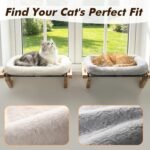 AMOSIJOY Cat Sill Window Perch Sturdy Hammock Window Seat with Cushion Bed Cover, Wood & Metal Frame for Large Cats, Easy to Adjust Cat Bed for Windowsill, Bedside, Drawer and Cabinet(Cushion Bed) - Image 5