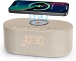 Odokee Sound Machine Alarm Clock for Bedrooms with Wireless Charging | Dimmable Clock with Bluetooth Speaker - White Noise Machine for Sleeping with 21 Soothing Sounds for Baby Adults Kids - Putty - Image 2
