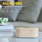 Odokee Sound Machine Alarm Clock for Bedrooms with Wireless Charging | Dimmable Clock with Bluetooth Speaker - White Noise Machine for Sleeping with 21 Soothing Sounds for Baby Adults Kids - Putty - Image 3