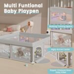Hiaksedt Baby Playpen 50x50 Inch, Play Pens for Babies and Toddlers | Baby Fence for Indoor & Outdoor, Sturdy Safety Play Yard with Soft Breathable Mesh, Anti-Fall, Grey - Image 5