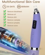 Pore Vacuum Blackhead Remover - Pore Extractor with 5 Attachments & 3 Suction Levels - Blackhead Remover Tools for Women and Men (Purple) - Image 8