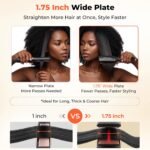 HITTIONA 1.75” Wide Ceramic Hair Straightener for Long Hair, Fast Styling | Infrared Ionic Flat Iron With Sonic Vibration Anti-Frizz Styling, 5s Fast Heat-Up For Leave Silky Smooth Look - Image 3