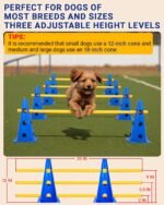 Dog Agility Course Backyard Set, Dog Agility Hurdle Cone Set with Height Adjustable Crossbar for Rehabilitation & Beginners, Dog Agility Equipment for Dog Obstacle Course - 12 Inch - Image 3