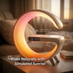 5 in 1 LED Table Lamp with Wireless Charging Bluetooth Speaker | App Controlled Night Light Alarm Clock for Christmas Birthday Gifts for Teens Adults Desk Office Bedroom Decor - Image 7