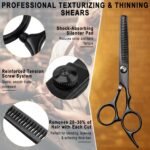 Hair Cutting Scissors & Shears Kit - 20-Piece Professional Hairdressing Tools Set for Barber Salon Home Thinning Scissors, Straight Razor, Comb, Clips, Cape, Hair Styling & Trimming for Men Women Kids - Image 4