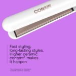 Conair Hair Straightener, Double Ceramic, 1" Extra-Long Plates | Double ceramic hair straightener for all hair types with 5 heat settings to 410°F, 30-second heat up & a claw clip - Image 4