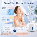 Nano Ionic Facial Steamer, 360° Rotating Arm Face Steamer for Skin Hydration & Pore Care, Home Spa Facial Steamer with Aromatherapy & Large Water Tank, Portable Skincare Tool for Home Salon Use - Image 4