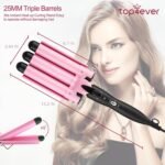 TOP4EVER 3 Barrel Curling Iron, 1-Inch Hair Crimper Tool for Women | Hair waver and hair crimper for women, designed to create beach waves, with two temperature settings for fine or thick hair. - Image 3