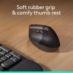 Logitech Lift Vertical Ergonomic Wireless Mouse - Graphite | Connect via Bluetooth or included Logi Bolt USB-A receiver, quiet clicks, 4 of 6 buttons customizable, Windows Mac compatible - Image 3