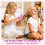 DIY Hair Salon Toys for Girls, Hair Gem Stamper Kit And Hair Rope Braider, Bling Hair Jewels Styling Tool with Glitter Diamonds Comb Beads Accessories Christmas Birthday Gifts for Girl 3 4 5 6 7 8-12 - Image 5