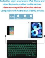 Backlit Bluetooth Keyboard Small Portable Wireless Keyboard Rechargeable Illuminated for Android Samsung Tablet Cell Phone Smartphone iPad A16 11th 10th Generation iPad Pro Air Mini iPhone (Black) - Image 3