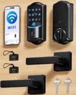 Veise VE027-L WiFi Smart Lock with Handles Set for Front Door, Matte Black | Remote APP Control, Fingerprint Voice & Fob Unlock, Touchscreen Keyless Entry Door Lock with Lever, No Hub Need, Auto Lock - Image 2