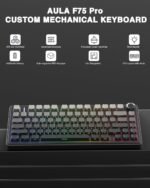 AULA F75 Pro Wireless Mechanical Keyboard,75% Hot Swappable Custom Keyboard with Knob,RGB Backlit,Pre-lubed Reaper Switches,Side Printed PBT Keycaps,2.4GHz/USB-C/BT5.0 Mechanical Gaming Keyboards - Image 3
