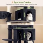 Globlazer Tall Cat Tree for Indoor Large Cats, 75 inch, F75C, Dark Grey | Multi-Level Cat Tower, 2 Large Platforms, 2 Oversized Cat Condos, 5 Scratching Posts, Scratching Board, Removable Pet Bed - Image 4