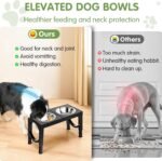 XIAZ Elevated Dog Bowls Large Breed Raised Dogs Bowl Stand Large/Medium Sized Dog Stainless Steel Food Water Bowl Stands 5 Heights Adjustable 9/11/12/14in Black Pet Feeder Dish Station - Image 4
