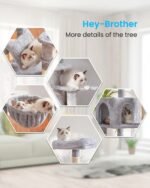 Hey-brother Cat Tree with Large Hammock, Multi-Level Cat Tower for Indoor Cats, Cat Condo with Sisal-Covered Scratching Posts and Top Perch, Light Gray MPJ050W - Image 5