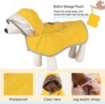 Lukovee Dog Raincoat, Waterproof Rain Jacket, Clear Hood & Reflective Rim | Easy On Off Adjustable Straps, Leash Hole, Soft Mesh Lining, Storage Pocket, Poncho for Small Medium Large Dogs (Yellow,M) - Image 4
