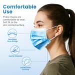 Borje Blue Disposable Face Mask 100 Pcs Blue Face Masks 3 Ply Protection Masks - Image 4