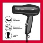 Revlon Compact Hair Dryer | 1875W Lightweight Design, Perfect for Travel, (Black) - Image 5