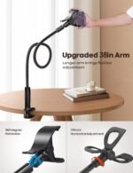 Lamicall Nylon Braided Gooseneck Phone Holder for Bed, 38" Overall Length | 360° Rotating Phone Clamp, Aluminum Core Flexible Arm, Stable Hands-Free Viewing for Bed, Desk, Headboard, Fits 4-7" Phones - Image 3