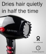 JOHN Professional Hair Blow Dryer, Fast Drying Powerful 2200W, Ionic for No Damage to Hair, Blast Turbo 6900, Black - Image 5