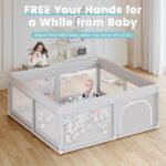 Hiaksedt Baby Playpen 50x50 Inch, Play Pens for Babies and Toddlers | Baby Fence for Indoor & Outdoor, Sturdy Safety Play Yard with Soft Breathable Mesh, Anti-Fall, Grey - Image 3