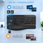 EAYBLLY 2.4G Wireless Ergonomic Keyboard, Full Size Wave Keys with Memory Foam Wrist Rest & 7.28in Phone Holder, USB-C Adapter Included for Windows Mac Chrome OS, Office or Home (Black) - Image 8
