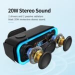 DOSS SoundBox Pro Bluetooth Speaker, 20W Stereo Sound, Active Extra Bass, 20H Playtime, Multi-Colors Lights, TWS Pairing, IPX6 Waterproof for Garden, Hiking, Camping, Outdoor, Party-Black - Image 3