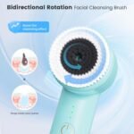 Electric Facial Cleansing Brush, 2-Way Rotating Rechargeable Face Scrubber for Daily and Deep Cleaning, 3 Modes, 3 Brush Heads, Waterproof, Face Wash Brush for All Skin Types - Image 3