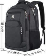 Volher Laptop Backpack,Business Travel Anti Theft Slim Durable Laptops Backpack,Water Resistant College Computer Bag for Women & Men Fits 15.6 Inch Laptop and Notebook - Black - Image 4