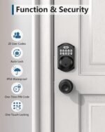 TEEHO TE001 Keyless Entry Deadbolt with Keypad for Front Door, Matte Black | ANSI Grade 3 Security, 20 User Codes, Low Battery Alert, IP54 Waterproof, One Touch Lock, Anti-Peep Password & 2 Backup Keys - Image 6
