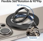 SYNCWIRE for MagSafe Phone Grip, Magnetic Phone Ring Holder Stand Kickstand | 360° Rotation, Double-Sided Magnet, Cell Phone Grip Finger Holder, for iPhone 17 16 15 14 13 12 Pro Max, MagSafe Accessories - Image 3
