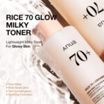 Anua Rice 70 Glow Milky Toner, Glass & Dewy Skin, Hydrating & Barrier Care, Rice Water, Niacinamide, Ceramides, All Skin Types, Fragrance-Free, Non Comedogenic, Korean Skincare, 8.45 fl.oz. - Image 3