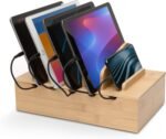 Prosumer's Choice Wooden Charging Station Organizer - 5-Port Base for Phones, Tablets and Laptops - Multi-Device Docking Station with Removable Divider Slots - Cord Box with Cable Management - Bamboo - Image 2