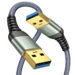 AINOPE USB to USB Cable, USB 3.0 A to A Male to Male Cable 6.6FT | 5Gbps Data Transfer Nylon Braided Double End Type A Cord for Hard Drive, Laptop Cooling Pad, USB Hub, KVM, DVD - Image 2