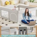 Hiaksedt Baby Playpen 50x50 Inch, Play Pens for Babies and Toddlers | Baby Fence for Indoor & Outdoor, Sturdy Safety Play Yard with Soft Breathable Mesh, Anti-Fall, Grey - Image 6