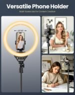 UBeesize 12'' LED Ring Light with 62'' Tripod Stand, Selfie Ring Light for Video Recording, Live Streaming, TikTok & YouTube, Compatible with iPhone & Android (Black) - Image 7