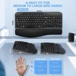EAYBLLY 2.4G Wireless Ergonomic Keyboard, Full Size Wave Keys with Memory Foam Wrist Rest & 7.28in Phone Holder, USB-C Adapter Included for Windows Mac Chrome OS, Office or Home (Black) - Image 4