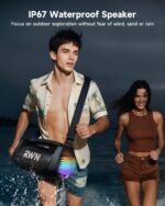 RWN Outdoor Bluetooth Speaker: 160W Loud Sound, IP67 Waterproof with 24H Playtime, Fast Charge, Bass, TWS, Portable Wireless Speakers with Light Show for House, Party, Projector, Beach (Black) - Image 4