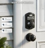 Veise KS02A Fingerprint Door Lock, Keypad Deadbolt, Matte Black | Keyless Entry, AI Fingerprint, 20 Codes, Auto Lock, Anti-Peeping Code, IP54 Waterproof, Electronic Deadbolt for Front Door - Image 12