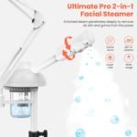 TASALON 2-in-1 Professional Facial Steamer with 5X Magnifying Lamp, Esthetician Steamer on Wheels with Ozone and Hot Mist, Standing Face Steam for Facial Deep Cleaning and Moisturize, SPA & Beauty - Image 4