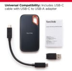 SANDISK 2TB Extreme Portable SSD (Old Model) - Up to 1050MB/s, USB-C, USB 3.2 Gen 2, IP65 Water and Dust Resistance, Updated Firmware - External Solid State Drive - SDSSDE61-2T00-G25 | 1050MB/s NVMe SSD with IP55 rating and 256-bit AES encryption for photography, travel and video capture - Image 4