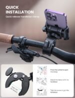 Lamicall Motorcycle Bike Phone Mount, 1s Lock Bike Phone Holder | Camera Friendly Bicycle Phone Clip, Scooter Accessories Gifts for iPhone Pro Max, Galaxy S25 Ultra, 4.7-7" Phones - Image 7