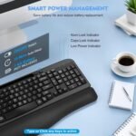 EAYBLLY 2.4G Wireless Ergonomic Keyboard, Full Size Wave Keys with Memory Foam Wrist Rest & 7.28in Phone Holder, USB-C Adapter Included for Windows Mac Chrome OS, Office or Home (Black) - Image 9