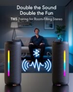 Portable Bluetooth Speaker, IPX7 Waterproof Wireless Speaker, 35W Loud Stereo Sound and Deep Bass, 24H Playtime, Bluetooth 5.4, RGB Lights, Smart Display, EQ for Home/Party/Outdoor/Gifts(Black) - Image 5