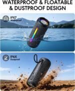 Portable Bluetooth Speaker, IPX7 Waterproof Wireless Speaker, 35W Loud Stereo Sound and Deep Bass, 24H Playtime, Bluetooth 5.4, RGB Lights, Smart Display, EQ for Home/Party/Outdoor/Gifts(Black) - Image 4